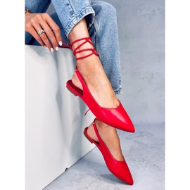 Ballerines à talon ouvert Jody Red à lacets rouge 3