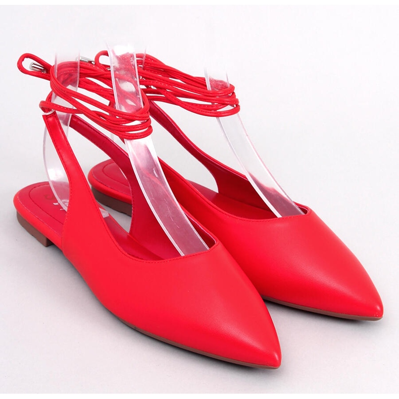Ballerines à talon ouvert Jody Red à lacets rouge 1