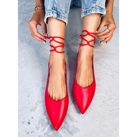 Ballerines à talon ouvert Jody Red à lacets rouge 5