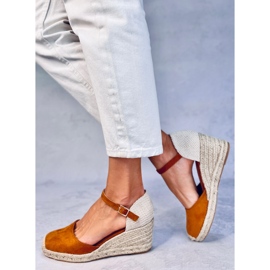 Espadrilles compensées Platten Camel brun 3