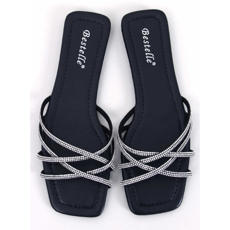 Claquettes noires à strass Rexha le noir 1 Claquettes noires à strass Rexha le noir 1