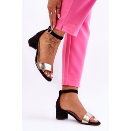 Sandales à talons bas noires et dorées confortables Layna 2