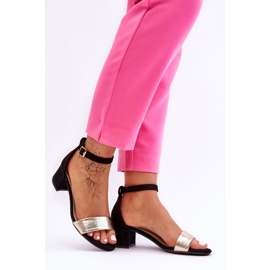 Sandales à talons bas noires et dorées confortables Layna le noir 4
