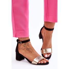 Sandales à talons bas noires et dorées confortables Layna le noir 3