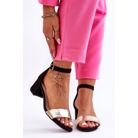 Sandales à talons bas noires et dorées confortables Layna le noir 5
