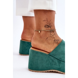 Pantoufles pour femmes sur une plate-forme massive Vert Martina 5