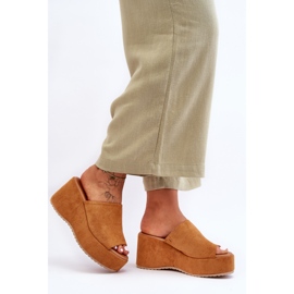 Chaussons à plateforme épaisses Camel Martina pour femmes brun 1 Chaussons à plateforme épaisses Camel Martina pour femmes brun 1