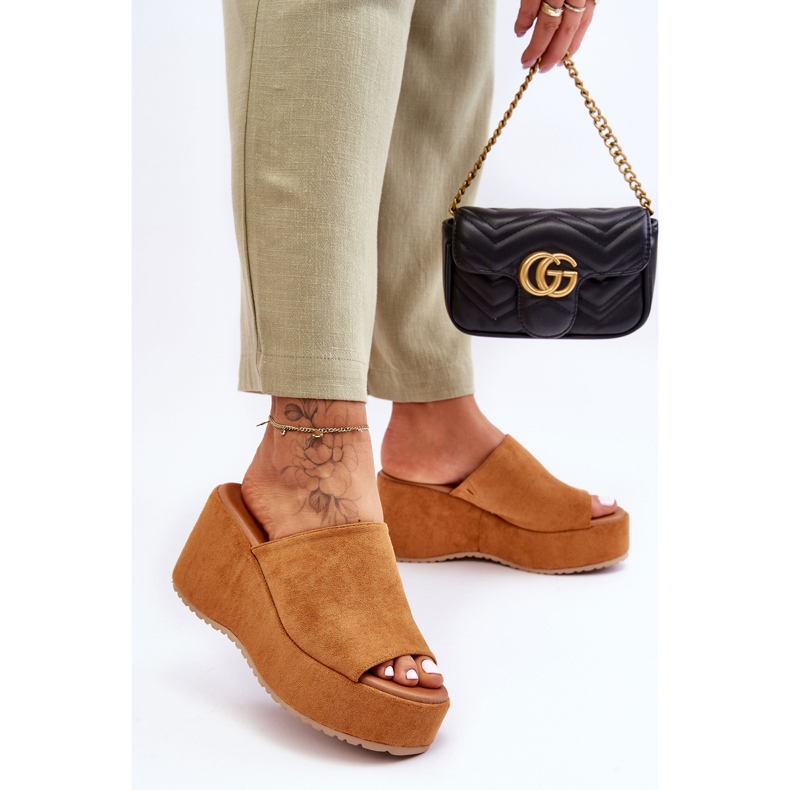 Chaussons à plateforme épaisses Camel Martina pour femmes brun 2 Chaussons à plateforme épaisses Camel Martina pour femmes brun 2