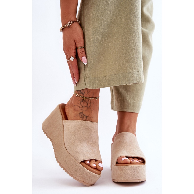 Chaussons Solid Platform pour Femme Beige Martina 1