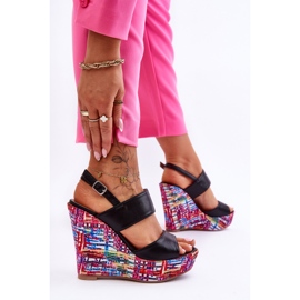Sandales Compensées Femme Noir Calderia 1