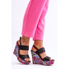 Sandales Compensées Femme Noir Calderia le noir 4
