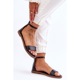 Sandales plates zippées en cuir noir Millou 2