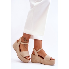Sandales Compensées en Daim Femme Beige Lydia 6