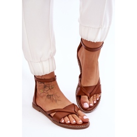 Sandales plates zippées pour femmes marron Rise Up! brun 2