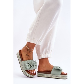 Chaussons Femme En Daim Avec Nœud Lauria Vert 4