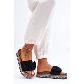 Chaussons Femme Daim Avec Nœud Noir Lauria le noir 5