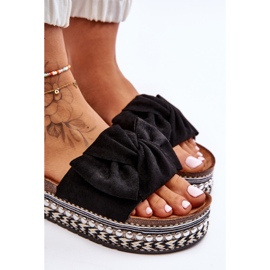 Chaussons Femme Daim Avec Nœud Noir Lauria le noir 3