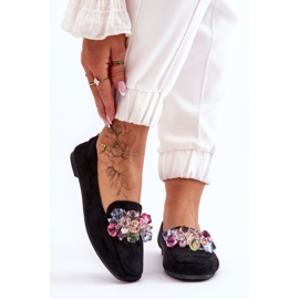 PS1 Mocassins Arvilla en daim noirs ornés de cristaux 1