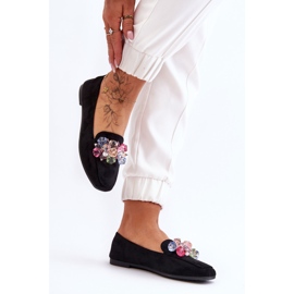 PS1 Mocassins Arvilla en daim noirs ornés de cristaux le noir 4