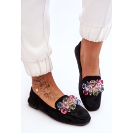PS1 Mocassins Arvilla en daim noirs ornés de cristaux le noir 3