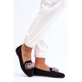 PS1 Mocassins Arvilla en daim noirs ornés de cristaux le noir 6