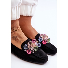 PS1 Mocassins Arvilla en daim noirs ornés de cristaux le noir 5