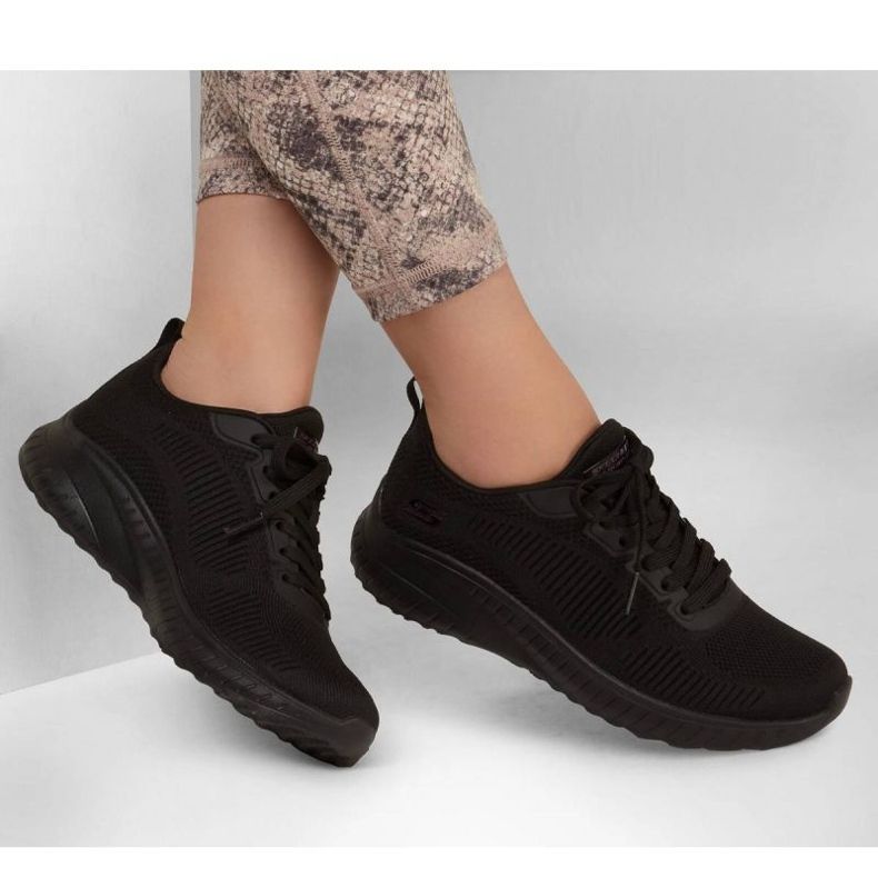 Skechers Memory Foam Bobs Squad Chaos Chaussures W 117209 Bbk le noir 1