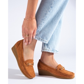 Mocassins compensés femme en daim Shelovet marron brun 1