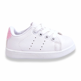 Chaussures de sport rose blanc des filles blanche 1