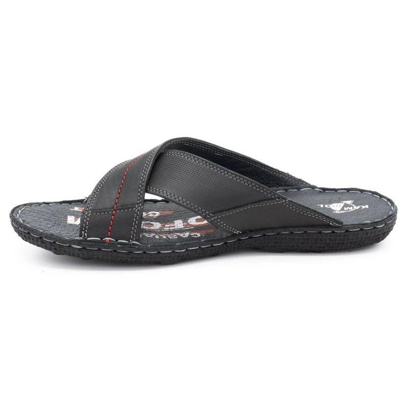Kampol Chaussons cuir homme 200 / P / 3 noir 1