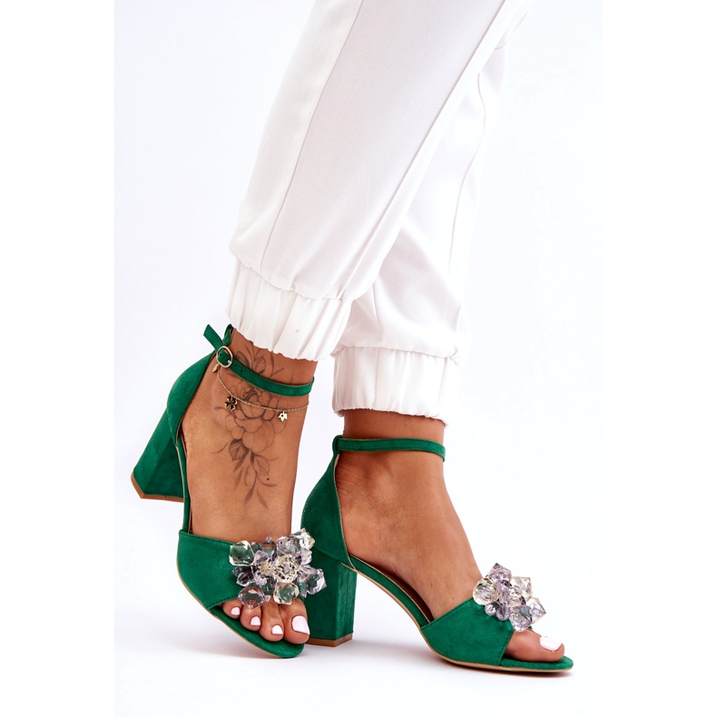 Seastar Sandales élégantes avec cristaux sur talons Cameron Green vert 6