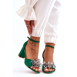 Seastar Sandales élégantes avec cristaux sur talons Cameron Green vert 1