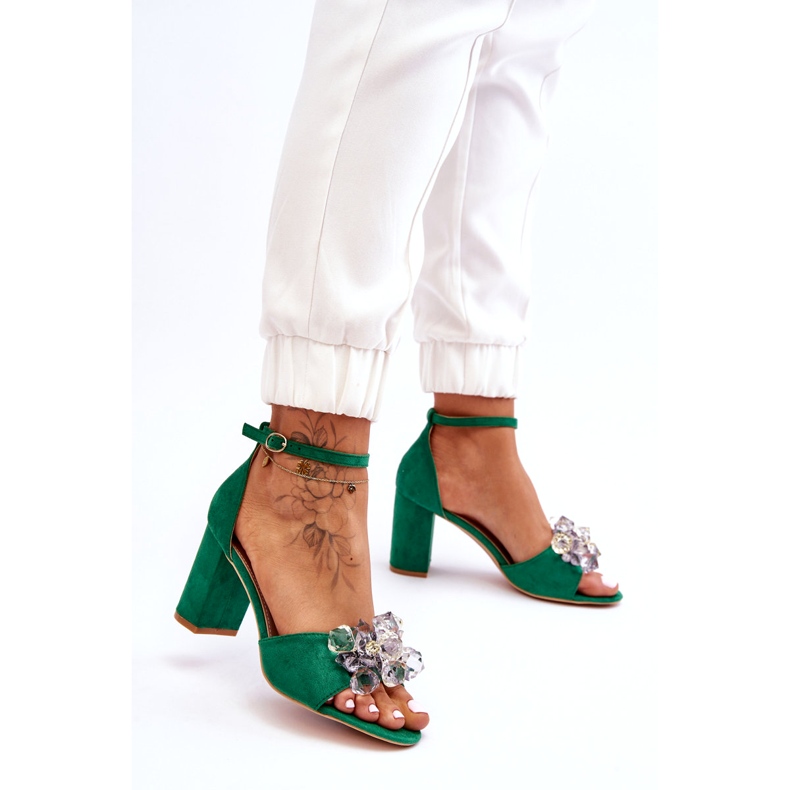 Seastar Sandales élégantes avec cristaux sur talons Cameron Green vert 2