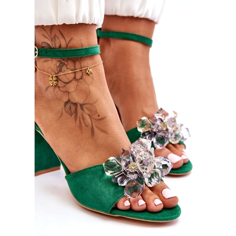 Seastar Sandales élégantes avec cristaux sur talons Cameron Green vert 3