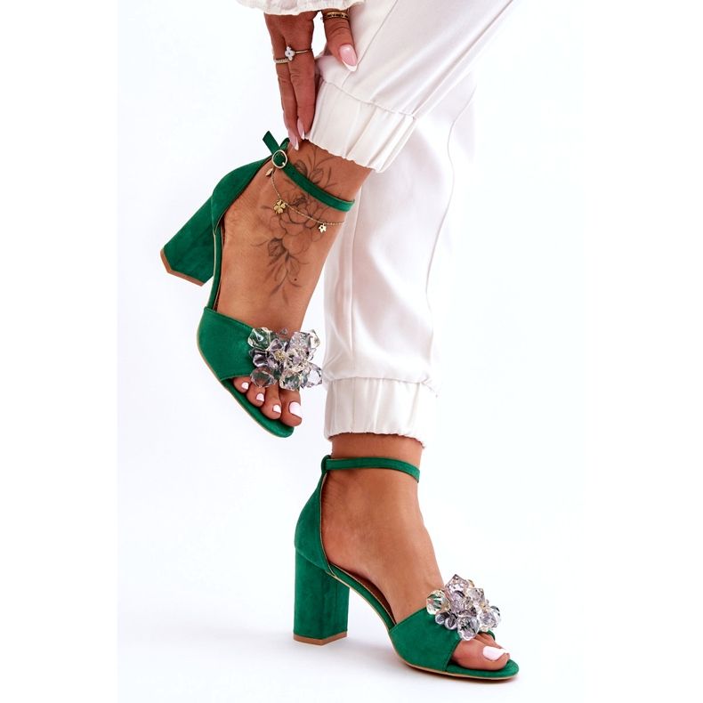 Seastar Sandales élégantes avec cristaux sur talons Cameron Green vert 4