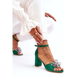 Seastar Sandales élégantes avec cristaux sur talons Cameron Green vert 5