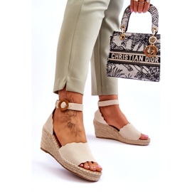 Evento Sandales Compensées Cuir Chaussure Confort Beige Verola 1