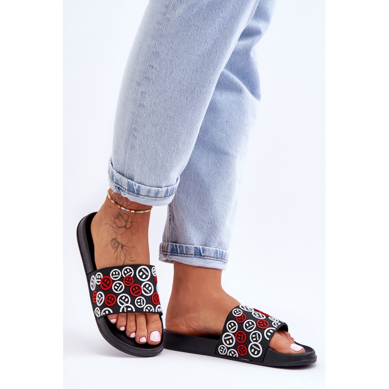 Chaussons Femme Avec Émoticônes Noir Cosette 1