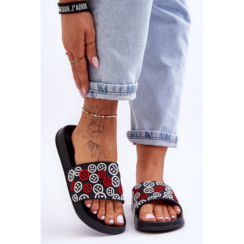 Chaussons Femme Avec Émoticônes Noir Cosette 2