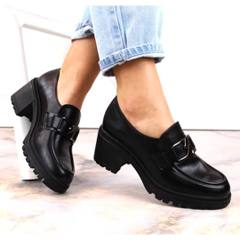 Vinceza 10921 mocassins noirs sur le poteau et la plateforme 1