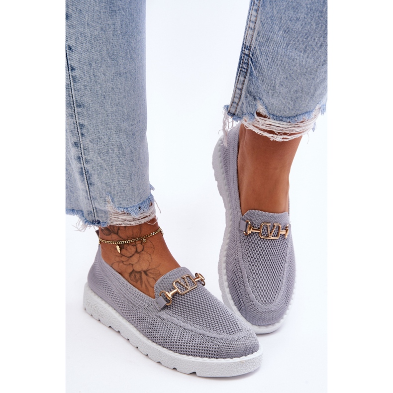 PM1 Baskets ornées à enfiler pour femmes Gris Alena 1