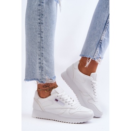 PM1 Chaussures de sport à plateforme à lacets en cuir Merida blanches 1