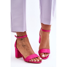 Sandales à talons hauts en daim fushia Madame rose 3