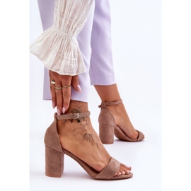 Sandales Talons Hauts Daim Beige Foncé Madame 1