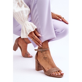 Sandales Talons Hauts Daim Beige Foncé Madame 3