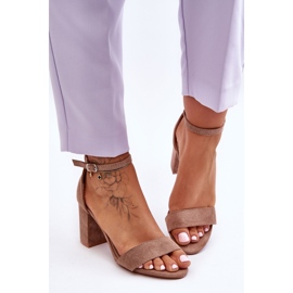 Sandales Talons Hauts Daim Beige Foncé Madame 5