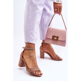 Sandales Talons Hauts Daim Beige Foncé Madame 6