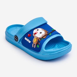 WJ1 Claquettes Enfant Légères À Motif Animalier Bleu Rico 1 WJ1 Claquettes Enfant Légères À Motif Animalier Bleu Rico 1