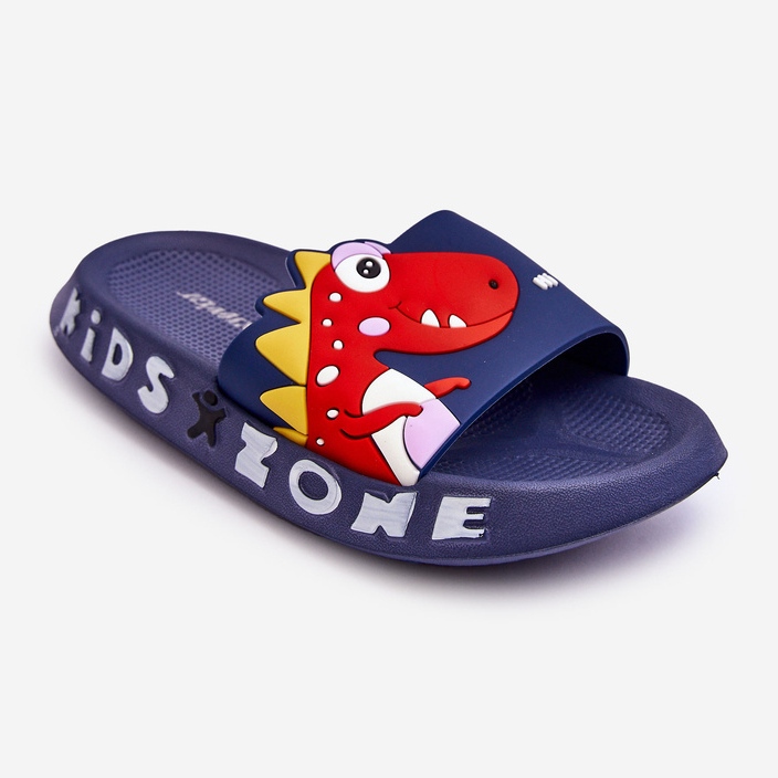 Chaussons Mousse Enfant Dinosaure Bleu Marine Dario 1