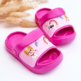 WJ1 Sandales Tongs Enfant Légères Motif Chien Fuchsia Rico rose 2
